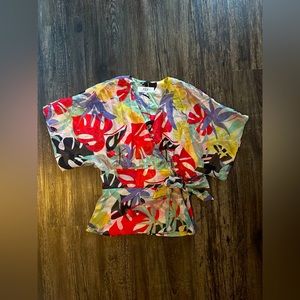 tibi tropical wrap shirt